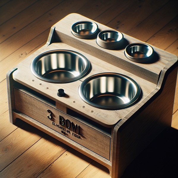 3 Bowl Elevated Dog Feeder